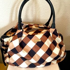 Kate Spade East Meadow Stevie Diaper Baby Bag Checkered Tan Brown Cute